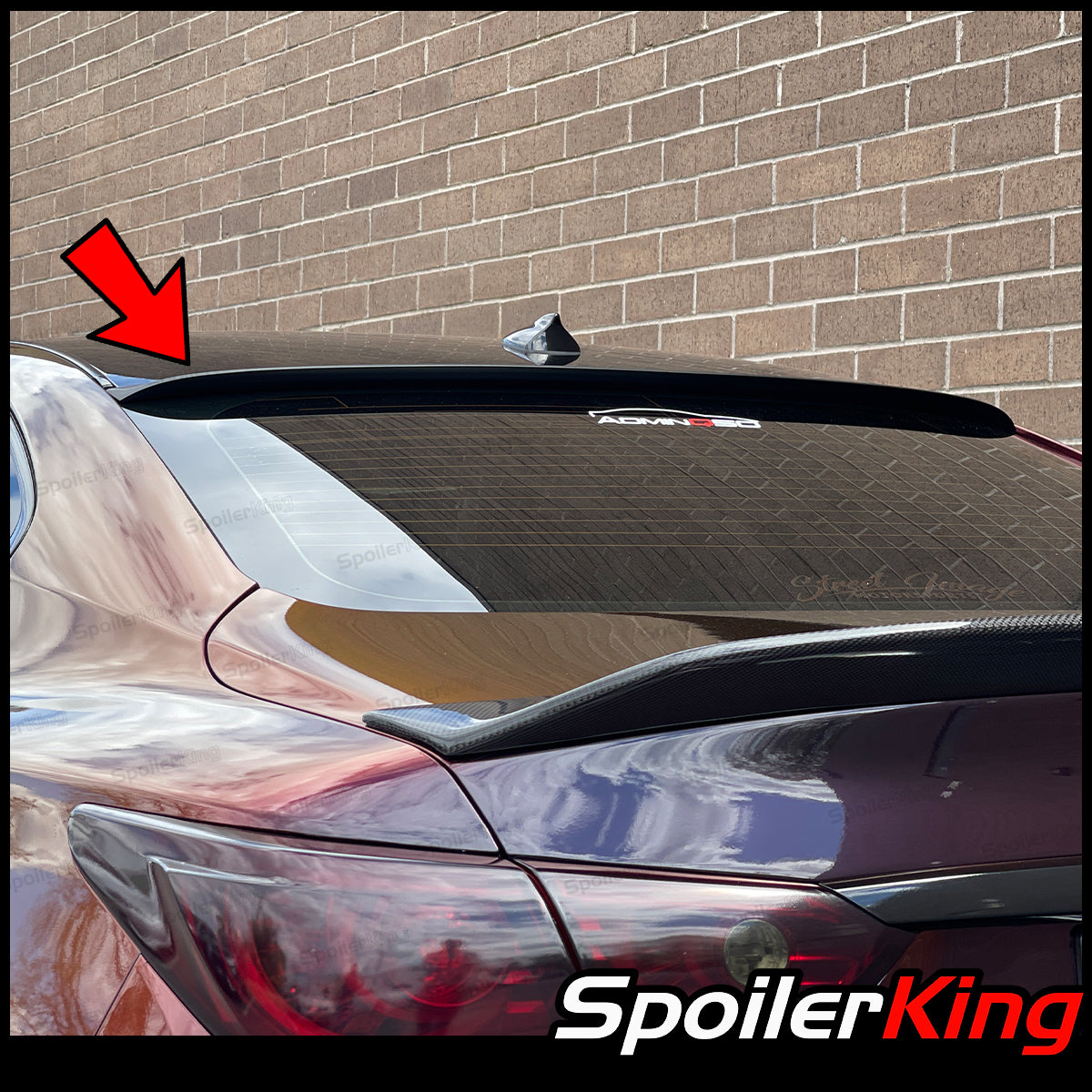 Gloss Black Rear Roof Spoiler Wing For Infiniti Q50 Sedan 2014-2024 - Sport Style Adhesive On