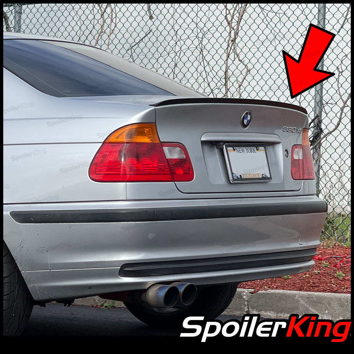 Lasscar BMW E46 Sedan Rear Roof Spoiler – M3 Type Wing, Fiberglass, Black, Painting Recommended