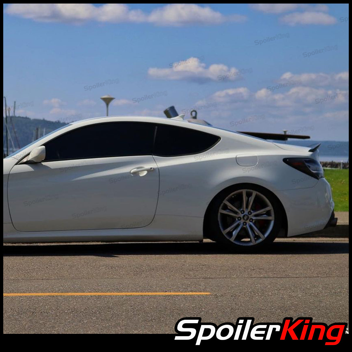 SpoilerKing 380K Rear Trunk Lip Spoiler – Fits Hyundai Genesis 2009-2016 2dr, Unpainted Flat Black, No Drill