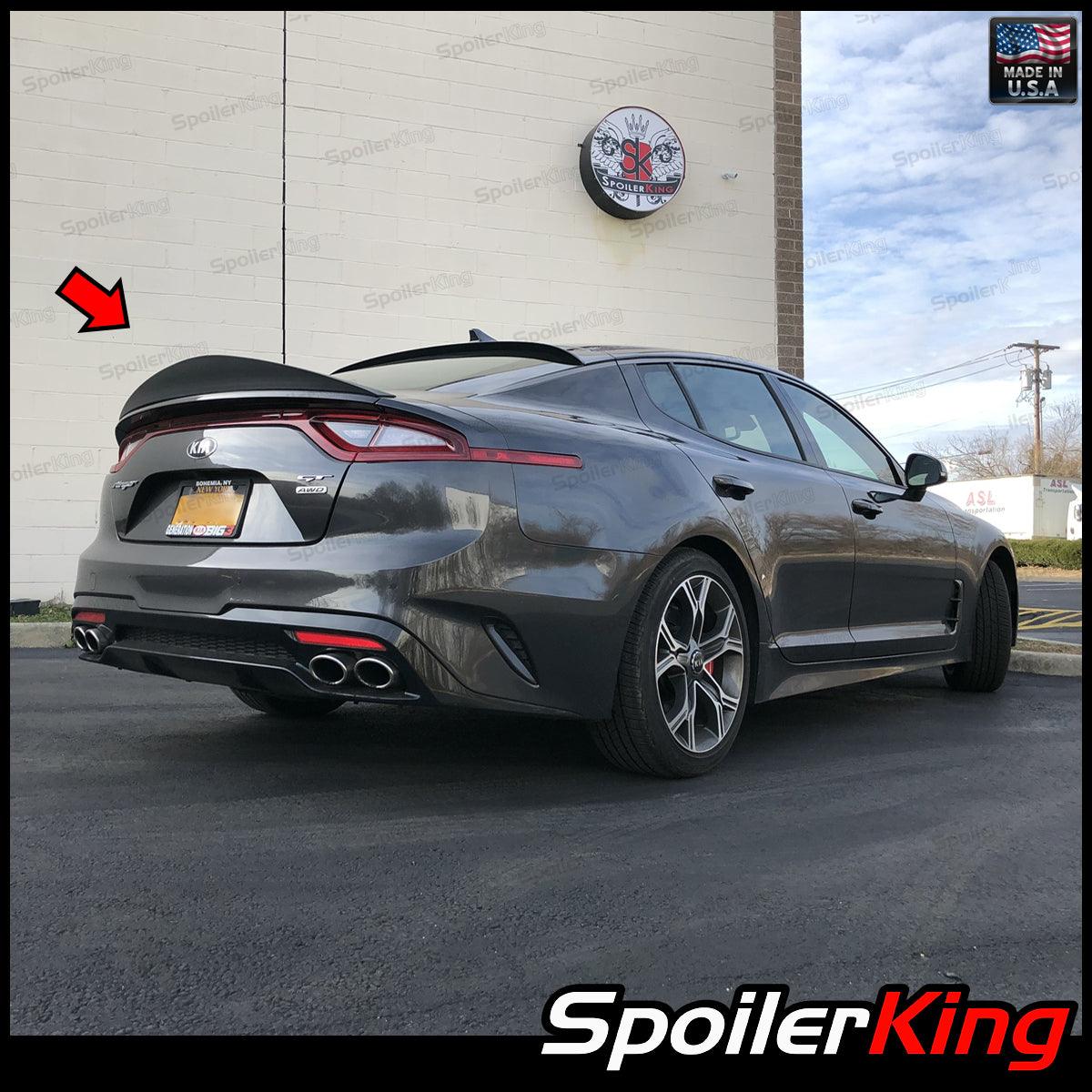 SpoilerKing #284P Rear Trunk Lip Spoiler For KIA Stinger (2018-2023) - Unpainted Flat Black Polyurethane